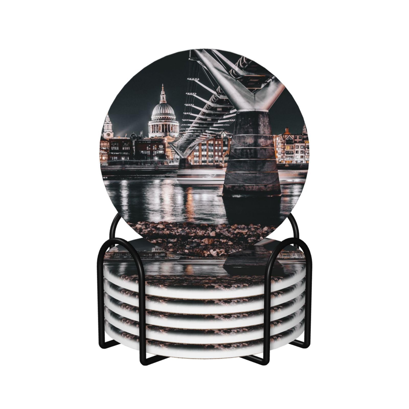 Dessous de verre liège et céramique absorbant avec support