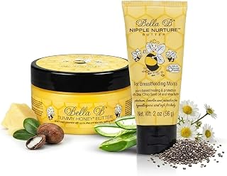 BELLA B Bundle Nipple Nurture & Tummy Honey Butter | Sore & Cracked Nipples | Tummy Butter for Stretch Marks Enriched with Natural & Organic Ingredients | Baby & Pregnancy Safe | 2oz + 4oz