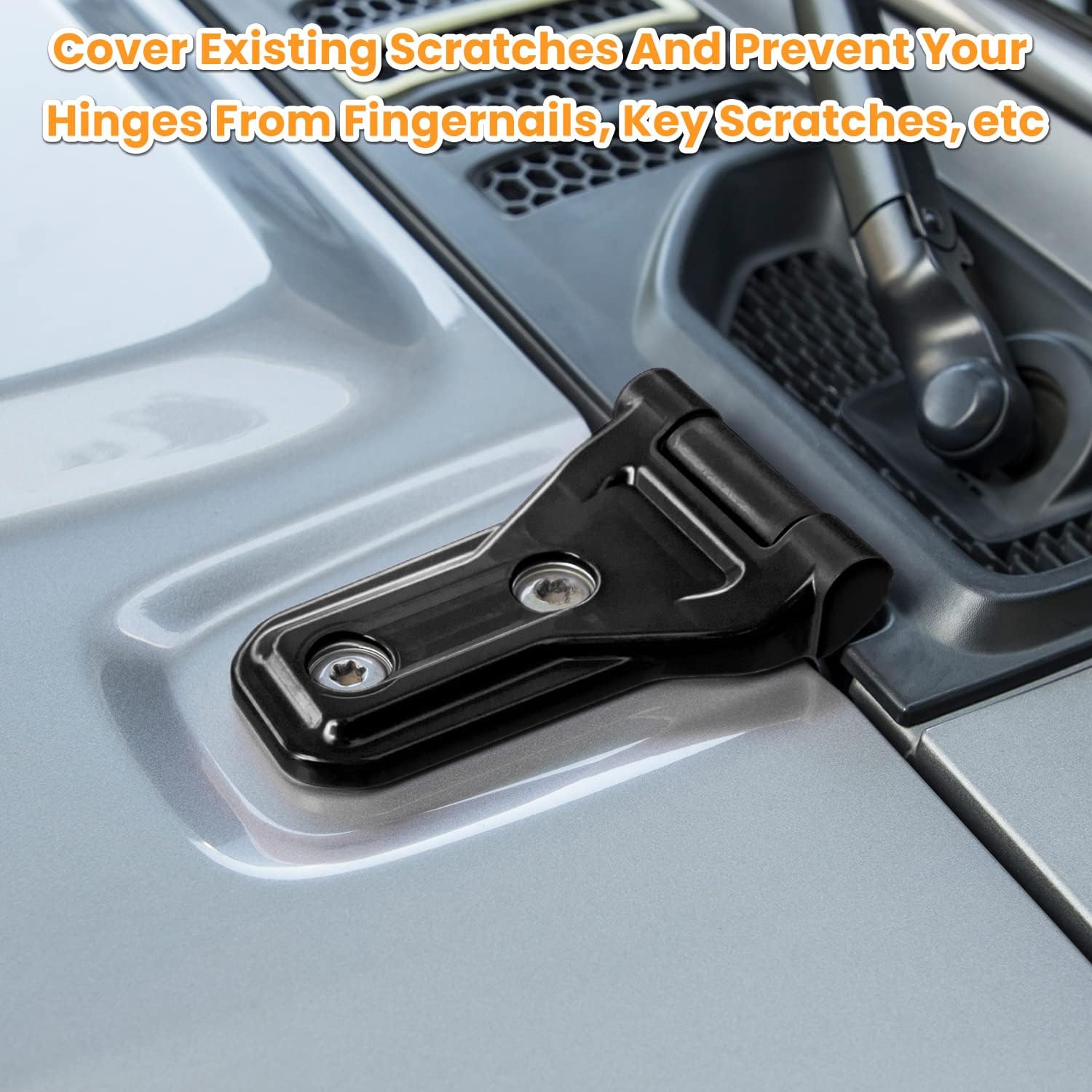 Front Engine Hood Hinge Cover Trim Exterior Accessories Decoration for 2018-2024 Jeep Wrangler JL JLU Unlimited Sports Freedom Sahara Rubicon Gladiator JT 2-Door & 4-Door (Black 2PCS)
