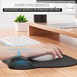 MROCO - Alfombrilla ergonómica para mouse con reposamuñecas de gel, 9.4 x 8.1 pulgadas, color negro
