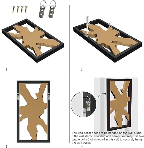 Miniatura 7 de Warmaxx Arte de pared de madera natural de teca de 31.6 x 15.8 pulgadas, rectangular, decoración de pared de casa de campo, decoración del hogar,