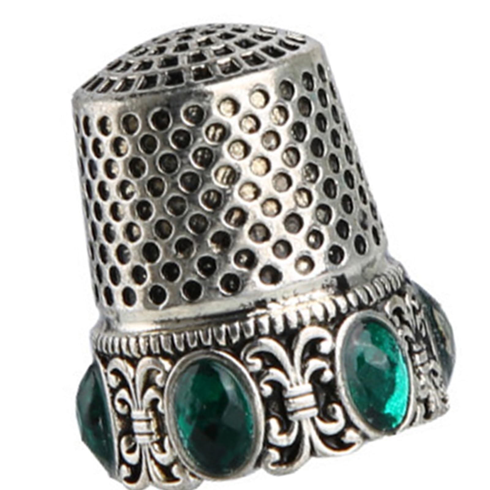 NEWFT Antique Rhinestones Metal Thimble Finger Protectors Finger Tip Guard for Quilting Embroidery Tailoring Needlework Sewing Decorative Metal Thimble for Embroidery