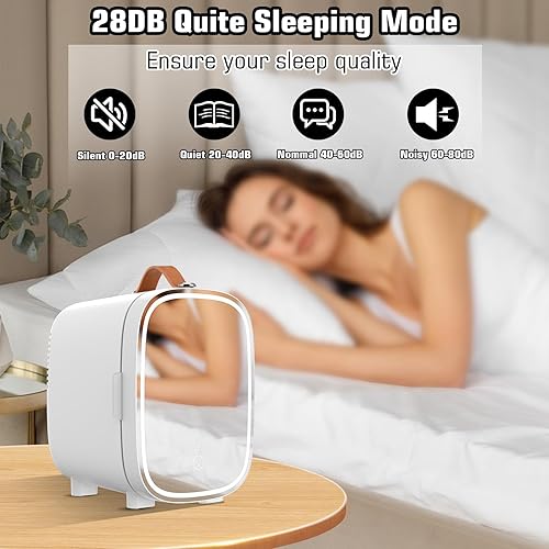 Miniatura 6 de Mini refrigerador para dormitorio, espejo, cuidado de la piel, enfriador y calentador, refrigerador pequeño portátil de 4 litros6 latas con opción