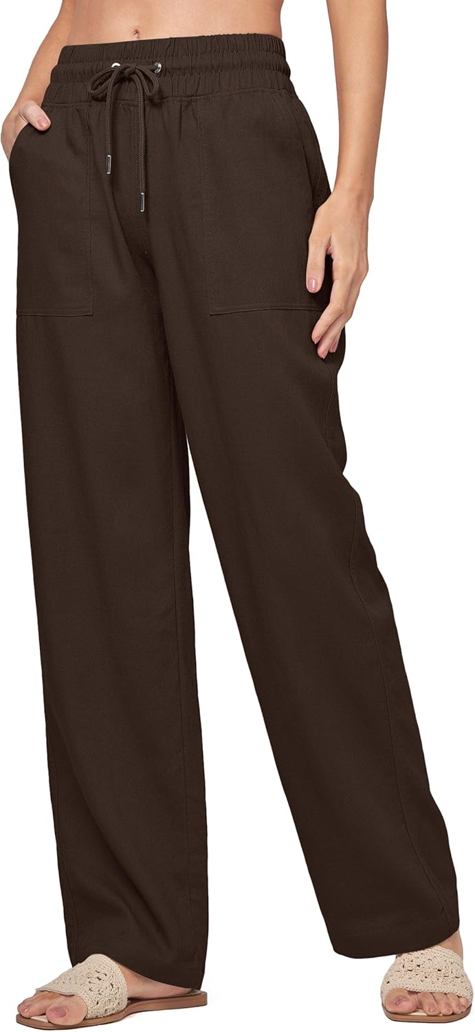 Willit Women Linen Pants Wide Leg Casual Palazzo Pants Cotton Linen Lounge Beach Summer Pants with Pockets 29"/31"/ 33" - Image 2