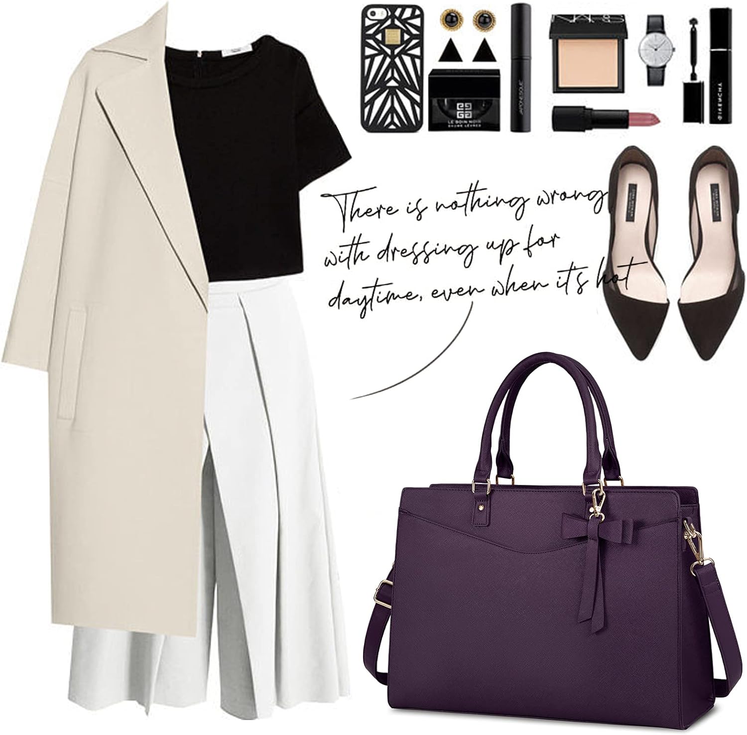 RAINSMORE Laptop Bag for Women 15.6 Inch PU Tote Bag Business Work Bag Waterproof Briefcase Computer Tote Lightweight Handbag Shoulder, Dark Purple - Image 8