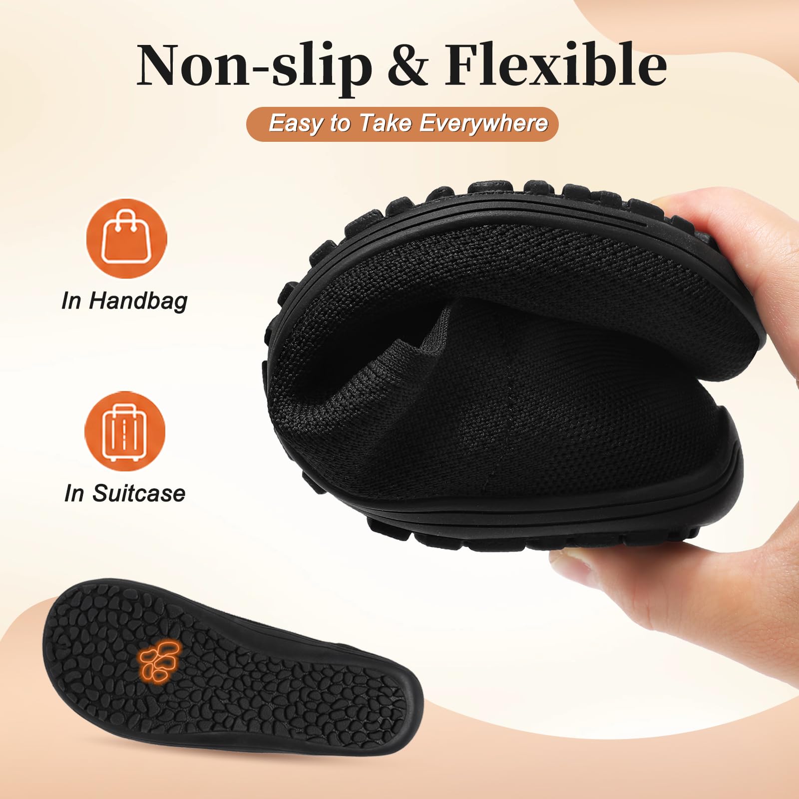 Geweo Barfuß Ballerinas Damen Barfußschuhe Slip On Sommerschuhe Breite Füße Atmungsaktiv Waschbare Herausnehmbare Einlegesohle Flache Leicht Flexibel