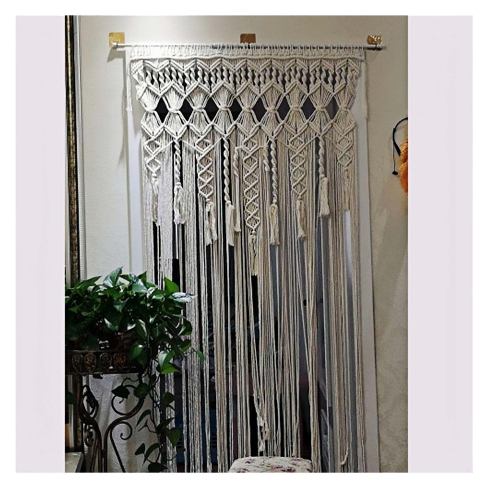 Rideau de Porte en Coton macramé tissé à la Main, 1 pièce, Grande Tapisserie Pampilles, décoration Murale Suspendue pour Cuisine