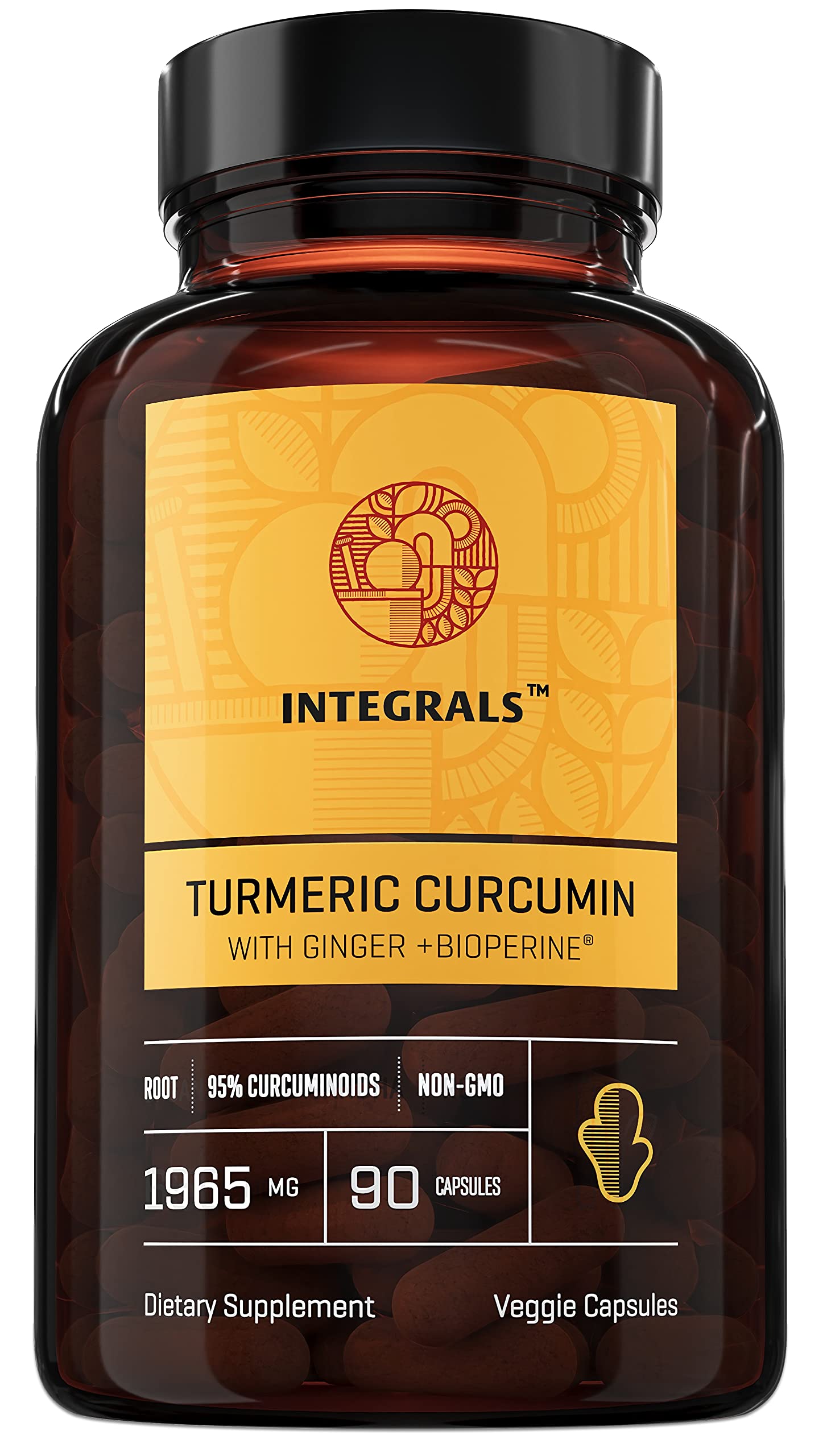 Turmeric Capsules - Tumeric and Ginger Supplement - Potent 550mg of Natural Turmeric Curcumin Root, 100mg of Natural Ginger & 5mg of Bioperine Black Pepper In Every Capsule - 90 Capsules