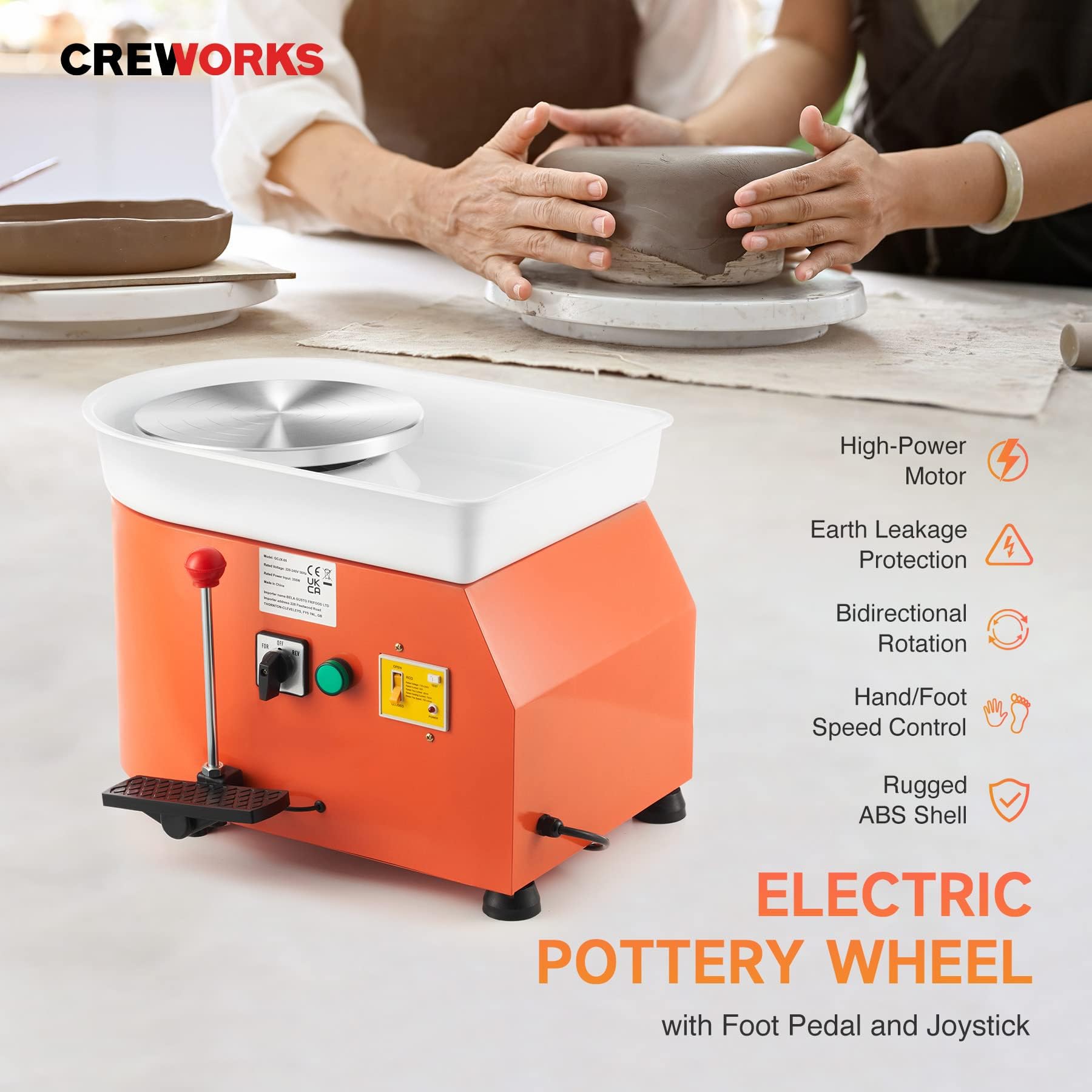 VONLUCE 25 cm Placa Giratoria Eléctrica para Cerámica, Cerámica 350W Máquina de Moldeo de la Máquina de Cerámica de Arcilla Eléctrica para Manualidades de Cerámica DIY
