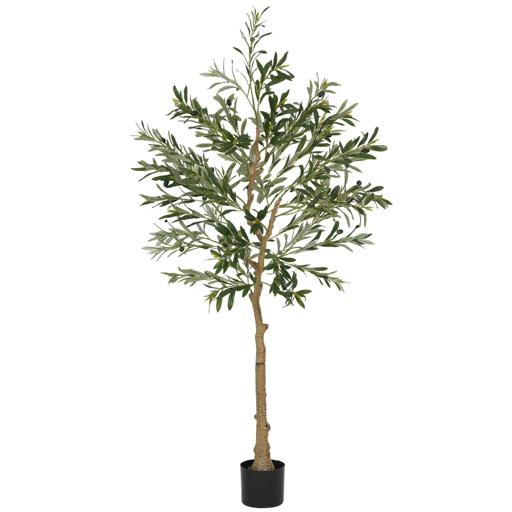 HOMCOM Olivier Artificiel 150 cm Plante Artificielle intérieur Arbre Artificiel en Pot avec des Feuilles et Fruits réalistes, Fausse Plante Vert décoration pour Maison, Bureau, Salon, Chambre