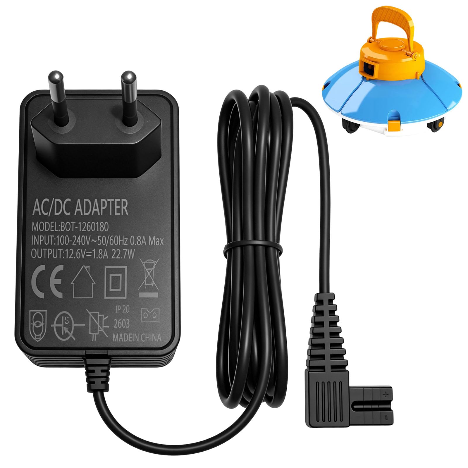 Caricatore per robot da piscina, 12,6 V, per Steinbach, Poolrunner Battery Basic 2.0, alimentatore di rete, corrente costante con luce rotante