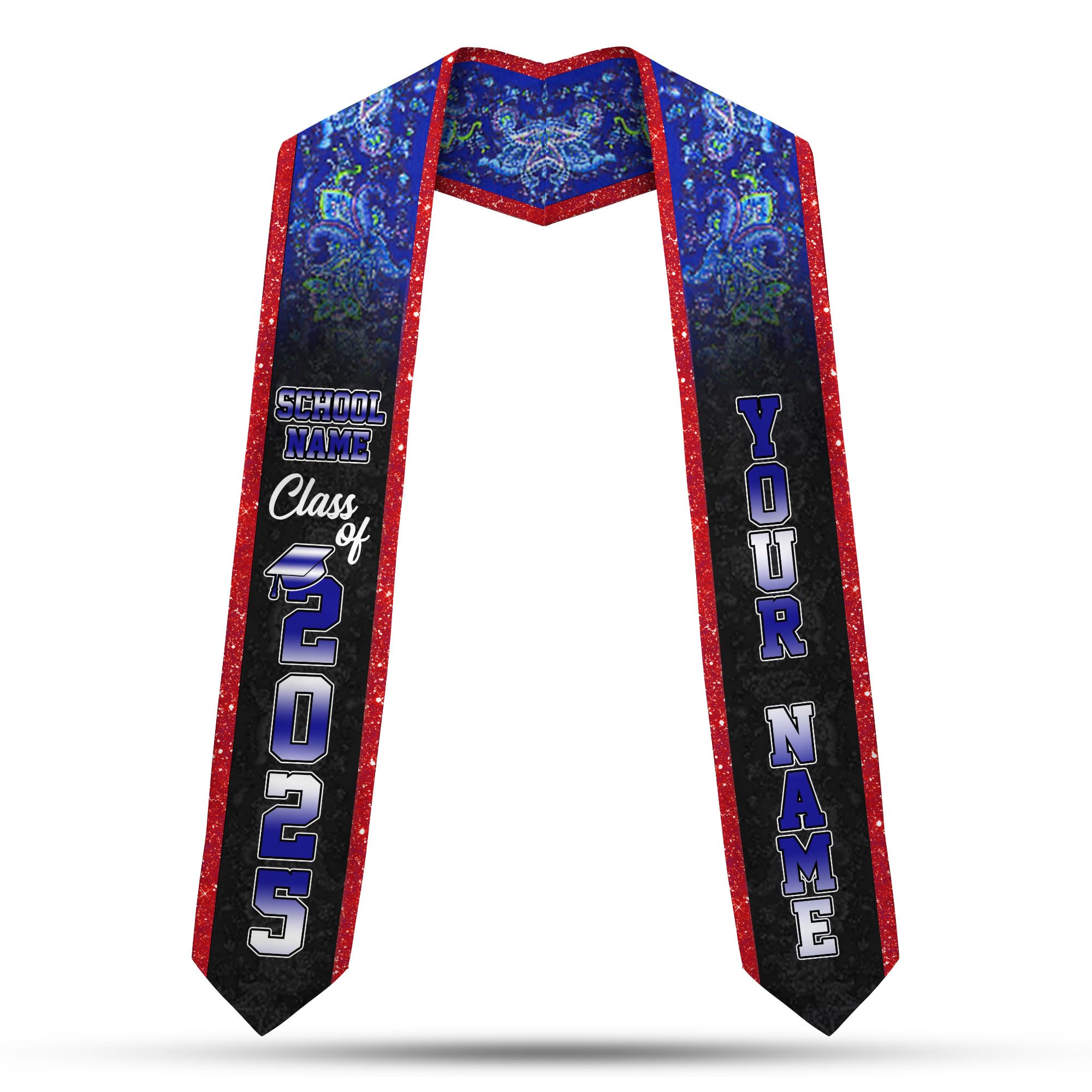MonkeyVan Personalized Belize Graduation Stole, Belize Graduation Sash, Belizean Flag Graduation 2025 Stole, Class of 2025 Bl3