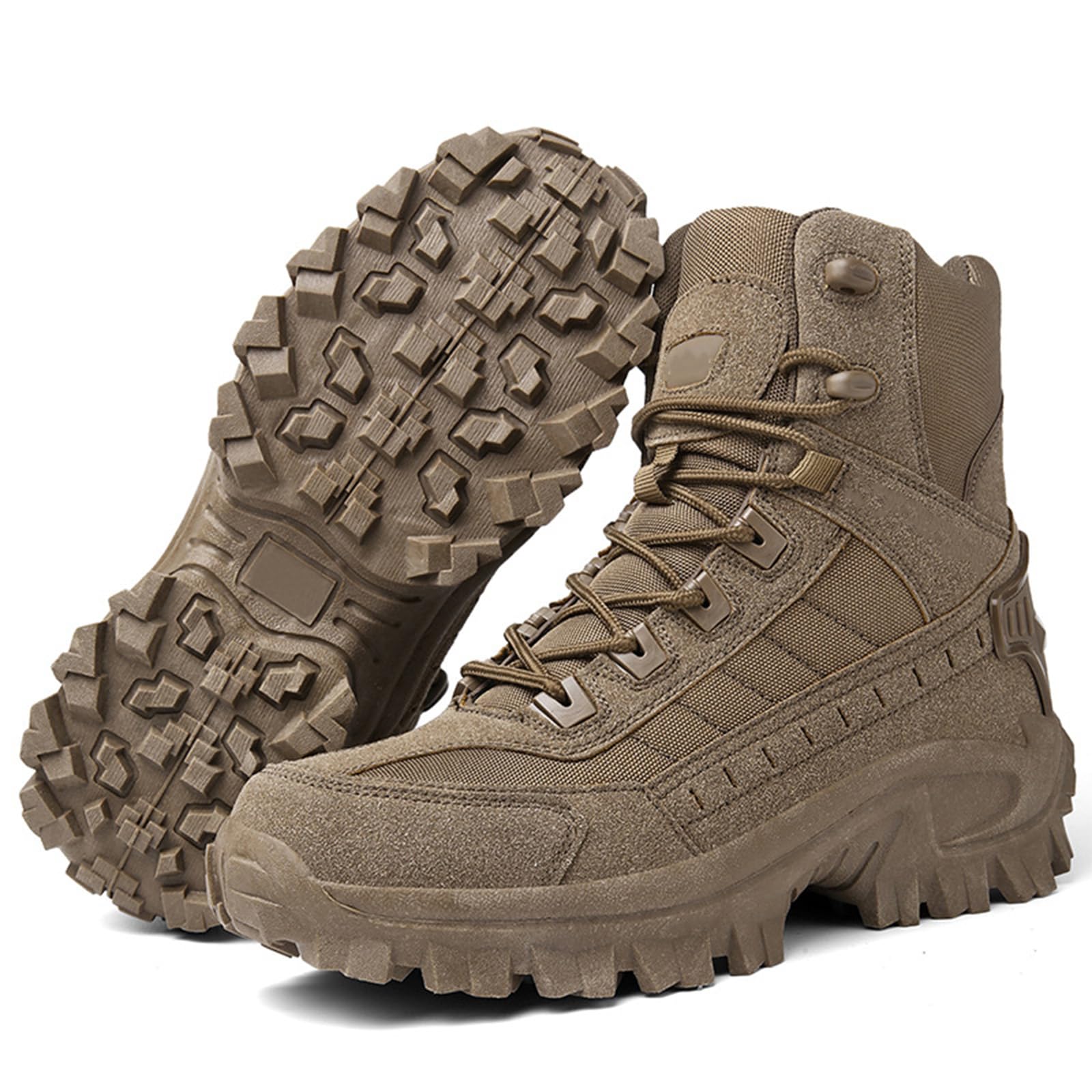 Kampfstiefel Herren Wasserdicht Rutschfeste Verschleißfest Einsatzstiefel Winter Outdoor mit Seitlichem Reißverschluss Militär Stiefel Gelb 43 Bequeme Abenteuer Military Boots