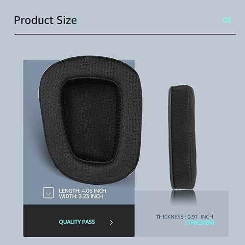 Miniatura 6 de Almohadillas de repuesto de tela para auriculares Logitech G933, también se adapta a auriculares G935 G930 G635 G633 G633S G533 G430 G431 G432 G433,