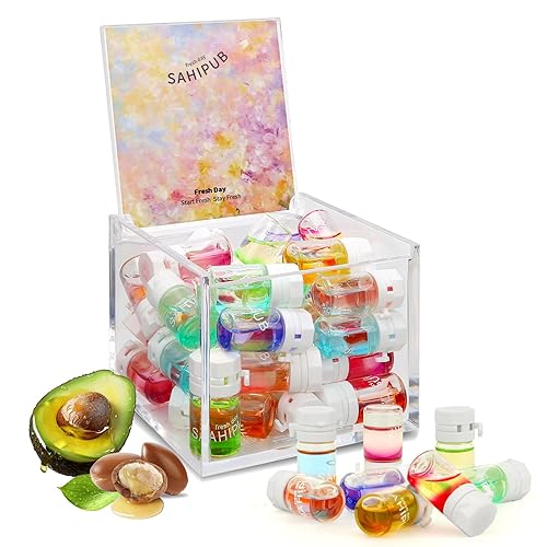 Aceite de perfume para el cabello, 40 mini botellas, suero para el cabello sin enjuague 2 en 1, aceites de argán y aguacate + aminoácidos para