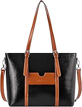 BOSTANTEN Womens Leather Top-Handle Handbags 15.6 inch Laptop Shoulder Bag Large Capacity Ladies Work Tote Bags