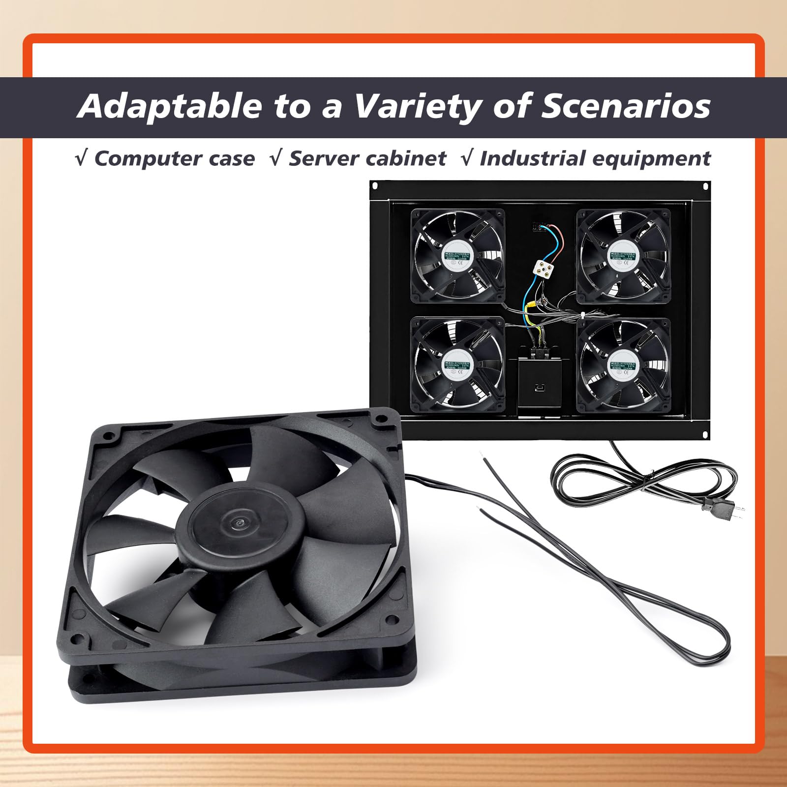 2 ventiladores de refrigeración EC 12025 de repuesto XY12025B2H para ventiladores de alto volumen de 220-240 V, caja de 120 mm, accesorios de plástico negro
