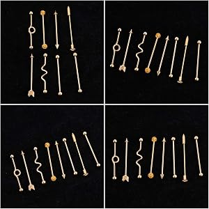 Mipcase 8pezzi Piercing Orecchini Industriali Freccia in Acciaio