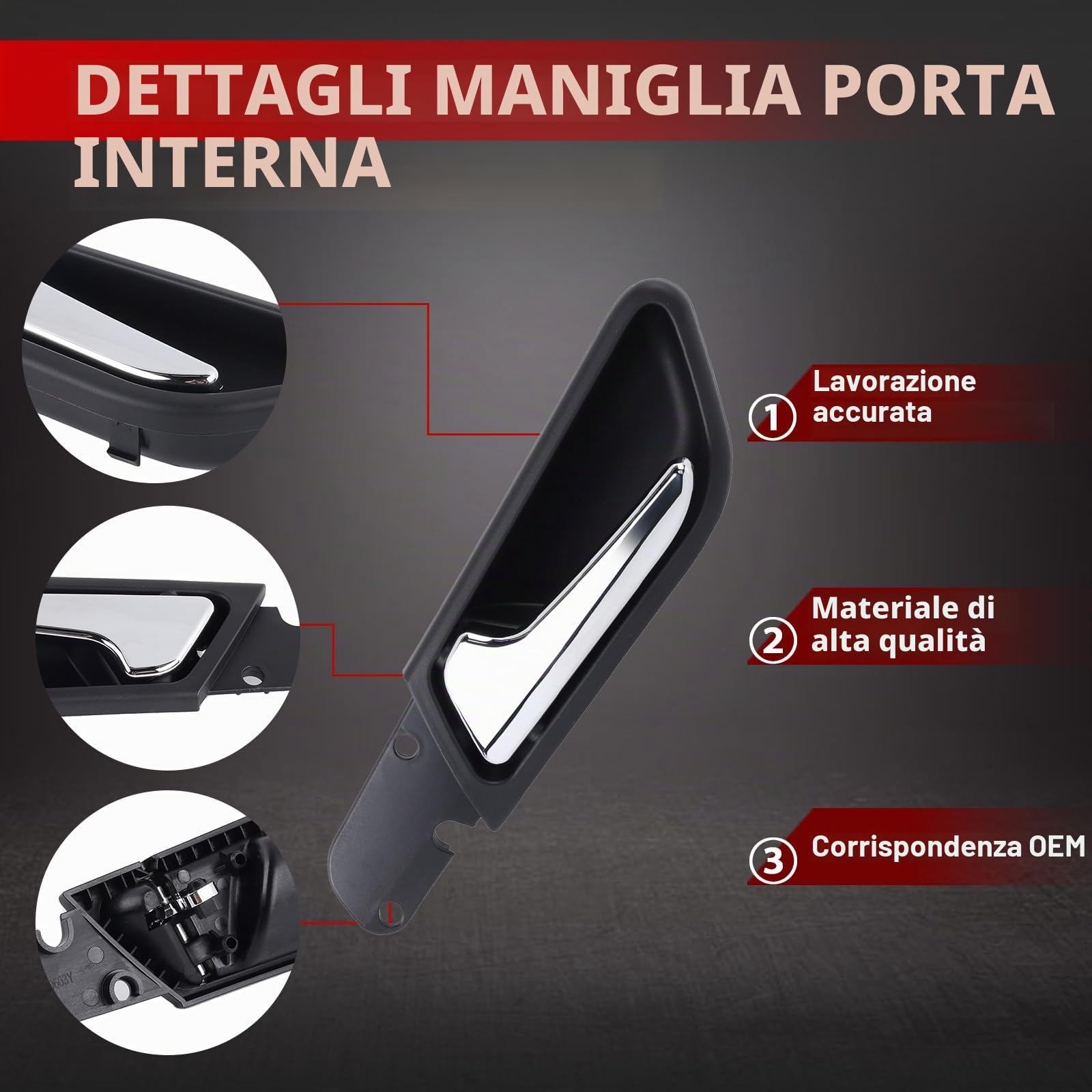 Maniglia interna porta anteriore sinistra posteriore OE# A1697600961 1697600961 1697600308 Compatibile con Mercedes Classe A W169 2004-2012 Classe B W245 2005-2011