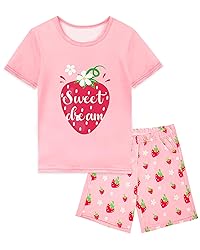 Nidoul Girls Pajamas Short Sleeve Toddler Summer Pjs Girls' Sleepwear 2 Pieces Lounge Sets Kids Clothes 3T-14Y