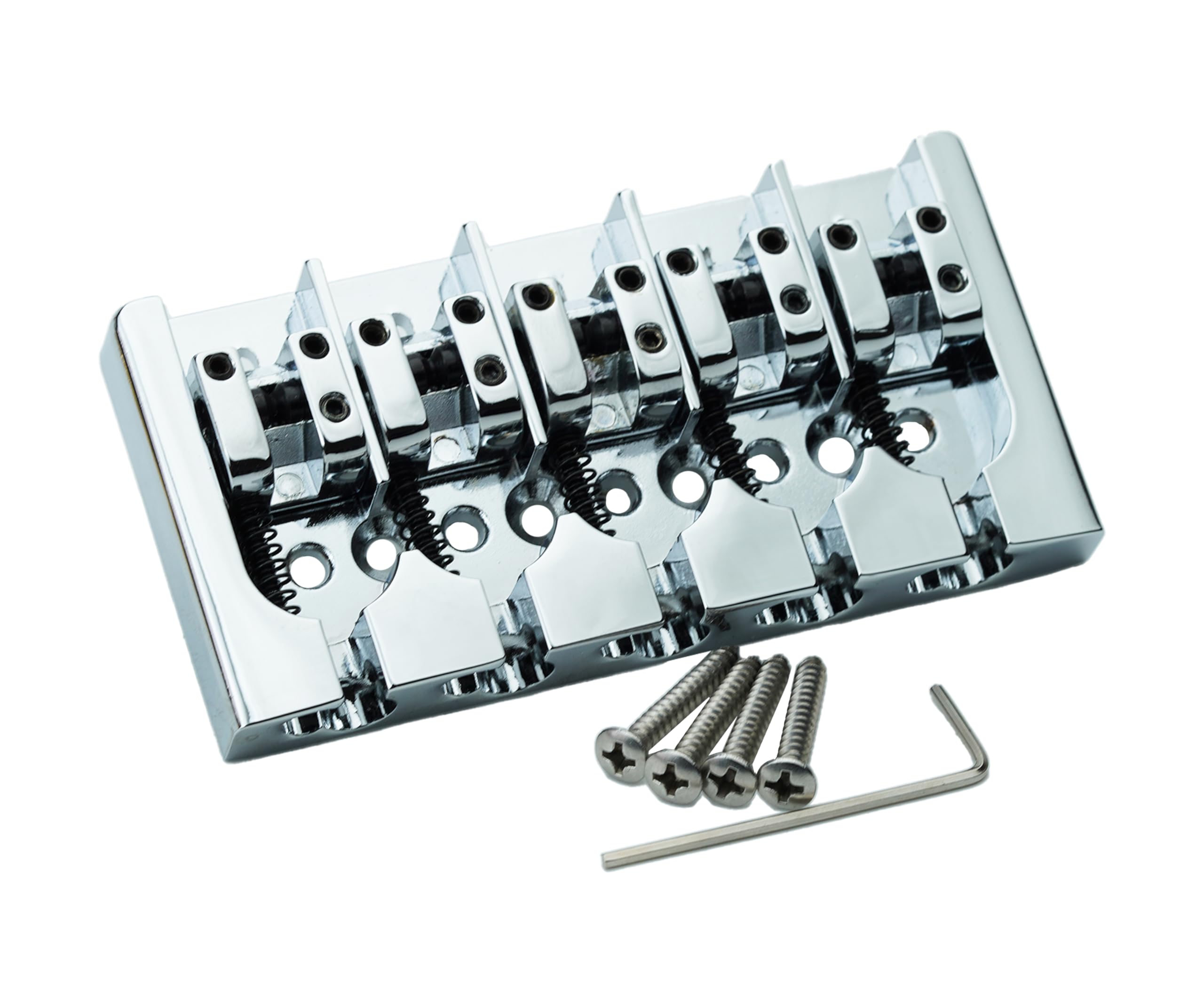 Guyker Bass Bridge Saitenabstand 18 mm, Zinklegierung, 5 Saiten A Style Bridge (GB507, Chrom)