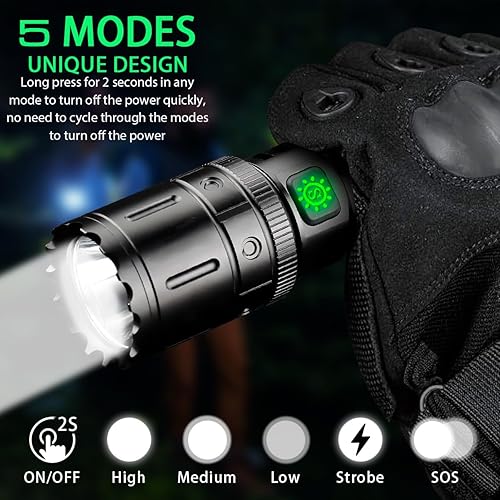 Miniatura 5 de X.Store Linterna de riel Picatinny de 5000 lúmenes, linterna Airsoft, linterna USB para montaje en riel, luz Picatinny recargable, 5 modos de