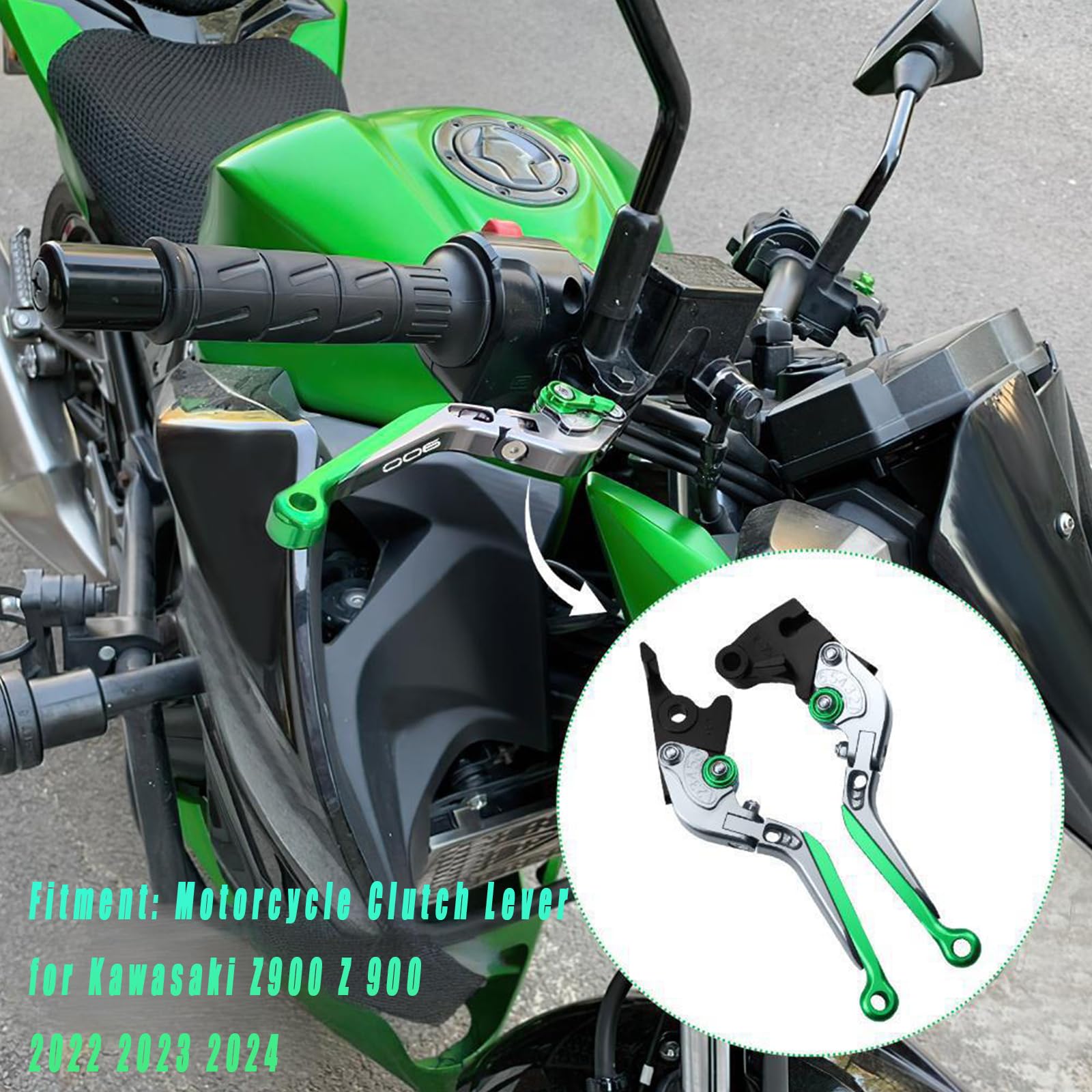 per Kawasaki Z900SE Z900 SE 2022 2023 2024 Leva frizione per moto Manubrio Regolabile Set di leve freno e frizione (argento+verde)