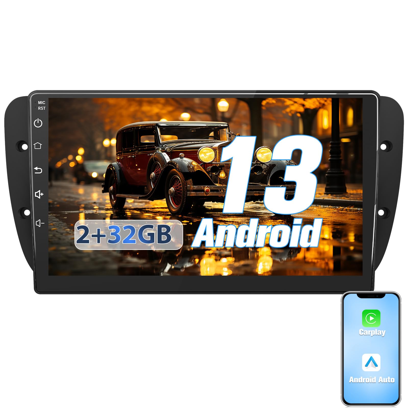 AWESAFE [Android 13.0 2GB+32GB] Radio Coche para Seat Ibiza 6J 2009-2013, Autoradio de 9 Pulgadas Pantalla Táctil,con WiFi/GPS/Bluetooth/DSP/RDS/USB/FM, Apoyo Mandos Volante, Carplay/Android Auto