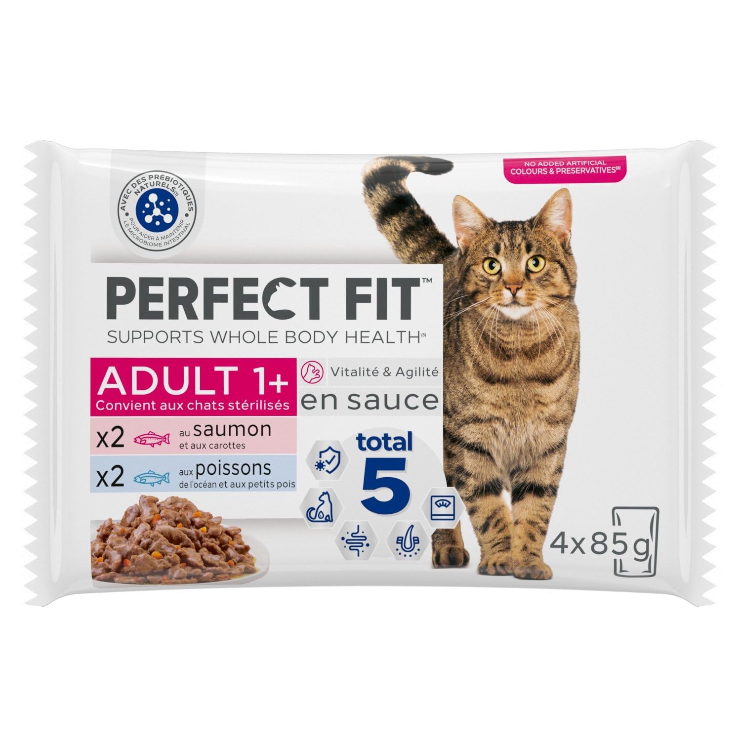 Générique Pâtée pour Chat Adulte Stérilisé en Sauce Saumon & Poisson, Pack 4 sachets fraîcheur