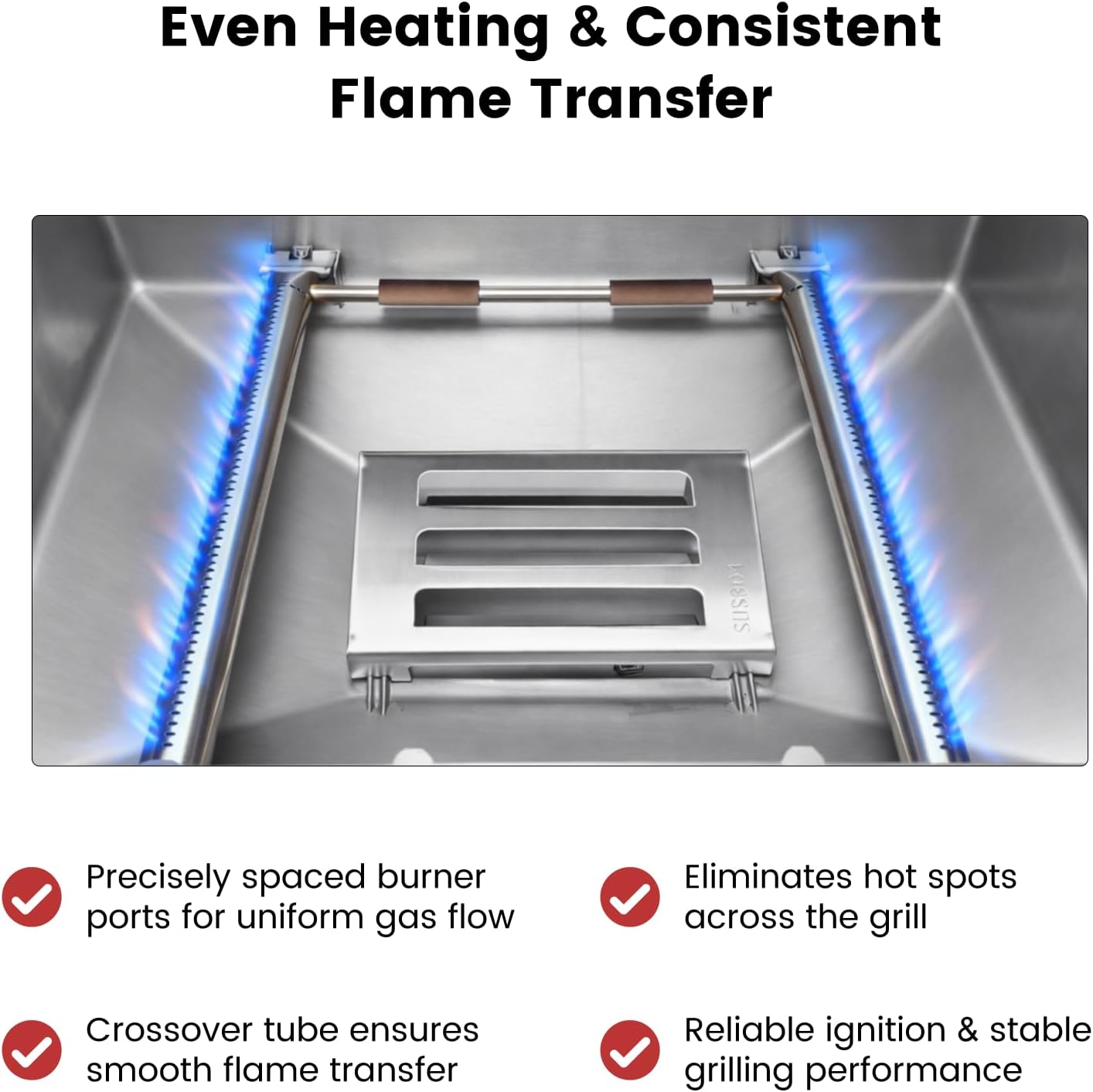 19.5" 304 Stainless Steel Grill Burners - 62752 Replacement for Weber Genesis 300 Series (E310/E320/E330/S310/S320/S330, 2011-2016 Front-Control)