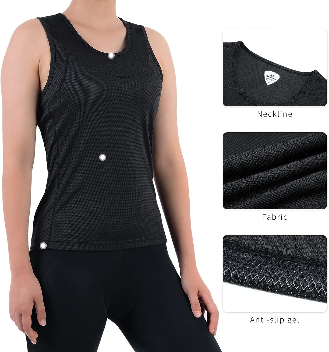 Racerback Cycling Jersey Women Indoor-Outdoor Bike Sleeveless Recreation Tank Tops with Pockets - Image 4