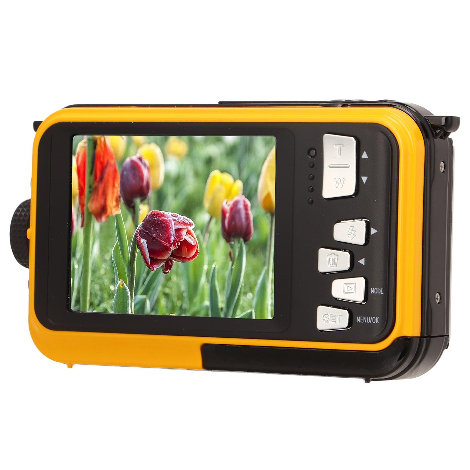 Underwater Camera, 48MP 2.7K Waterproof Digital Camera with Dual Screens and 10ft Waterproof, for Snorkeling, Vacation (Yellow)