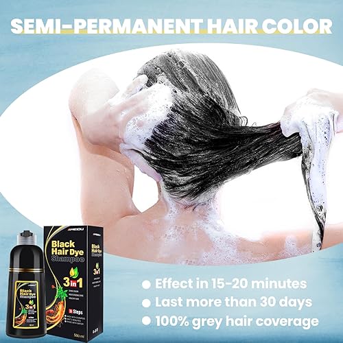 Miniatura 5 de MEIDU - Champú de tinte para cabello negro 3 en 1 para cabello gris, champú de color para mujeres y hombres, champú instantáneo, tinte para el