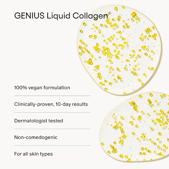 Algenist GENIUS Mini Liquid Collagen Serum - Firming & Hydrating Vegan Face Serum with Alguronic Acid + Vitamin E - Helps Visibly Minimize Fine Lines + Wrinkles & Improve Elasticity (0.21 oz)