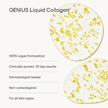 Algenist GENIUS Mini Liquid Collagen Serum - Firming & Hydrating Vegan Face Serum with Alguronic Acid + Vitamin E - Helps Visibly Minimize Fine Lines + Wrinkles & Improve Elasticity (0.21 oz)