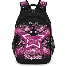 Cheer Backpack Pink Black Sequin Print Laptop Bag Daypack Custom with Name School Multifunctional Laptop Bag for Travel Camping Gift