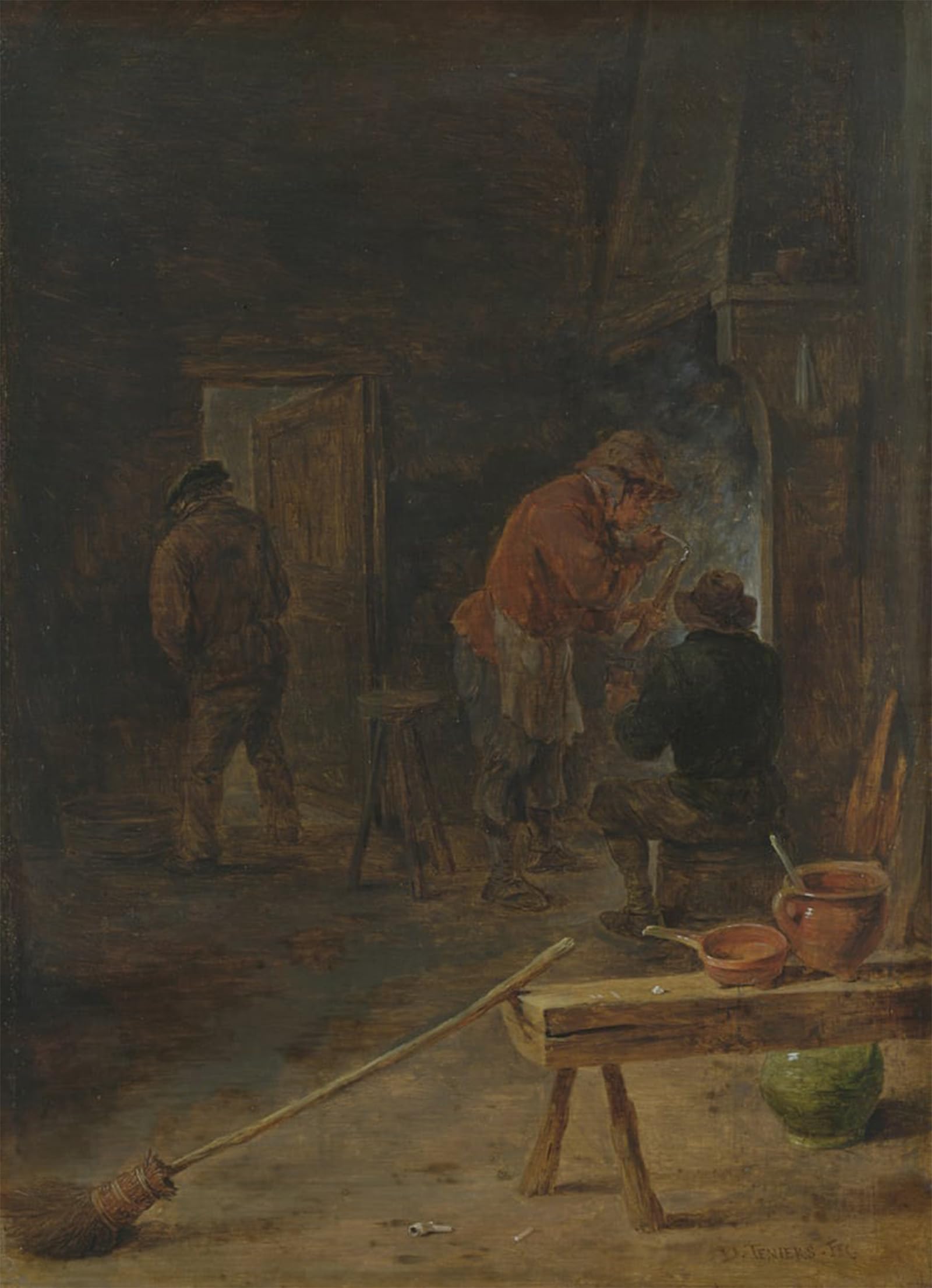 SERENDIPITP Retro Picture Poster Wall Art Pictures Painting Farmers Around a Fireplace by David Teniers the Younger Wall Art Canvas Print for Wall Decor 60x90cm