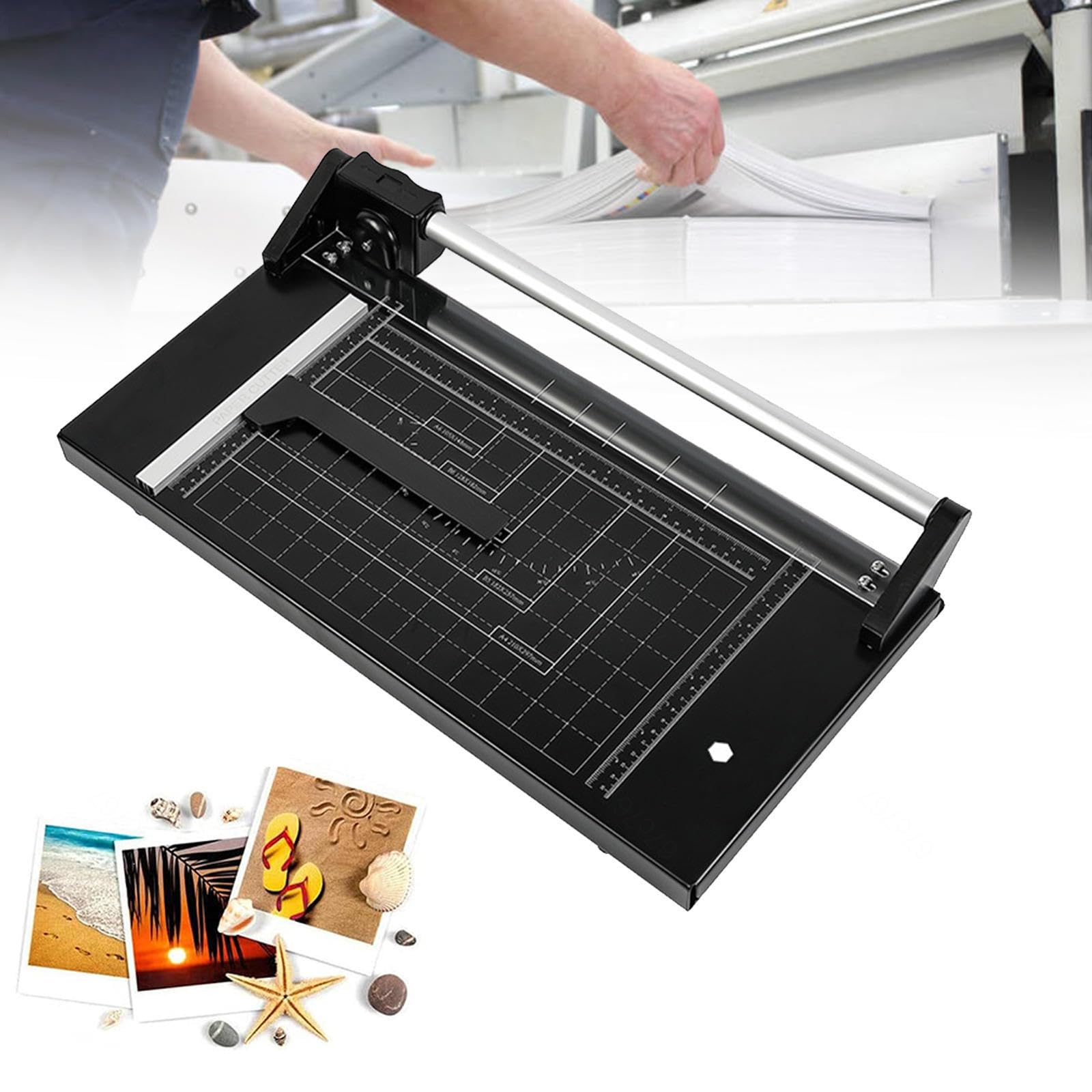 Taglierina rotante per carta resistente, con base in metallo, taglio manuale, taglio preciso, design compatto per casa e ufficio