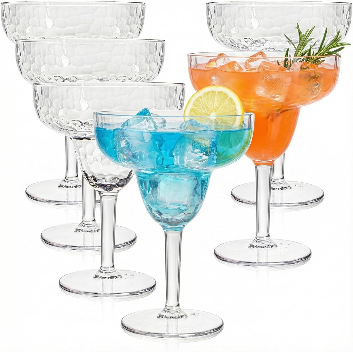 ZENFUN 6 Pack 13 OZ Acrylic Margarita Glasses with Stem, Unbreakable Wine Glass, Shatterproof Cocktail Glasses, Reusable Party Drinking Glass for Martini, Whiskey, Gin, Tequila, BPA-free