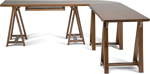 Miniatura 285 de SIMPLIHOME Sawhorse - Mesita de noche de madera maciza de 24 pulgadas de ancho, moderna, industrial, color gris envejecido, para sala de estar y