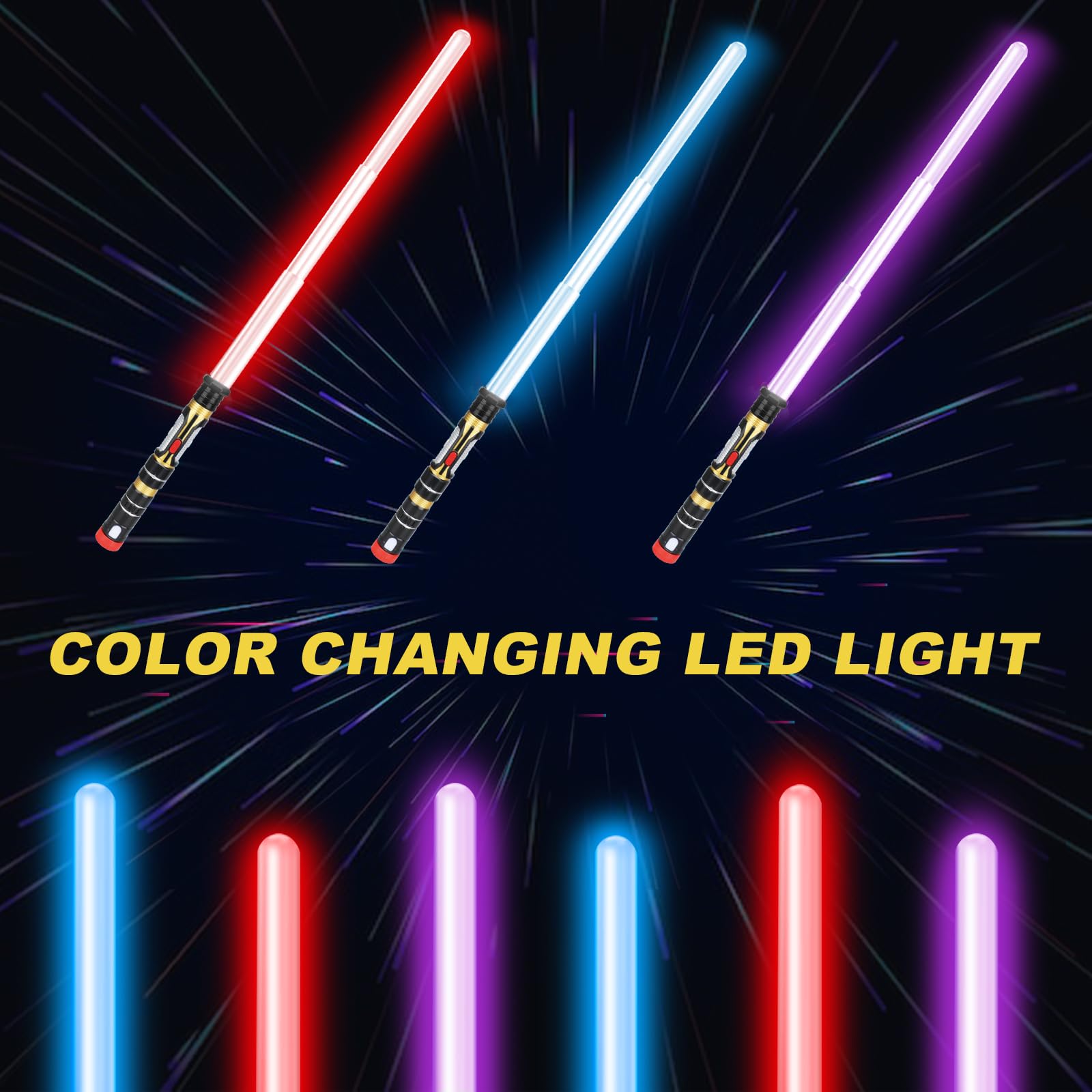 2 Pack Light Up Saber, Light Up Saber for Kids, Retractable Light Up Sword Kid Set,Toy Light Sword for Kids Boy 3-8, Dual Light Up Sabers for Kids Adults, Light Savers Party Toy