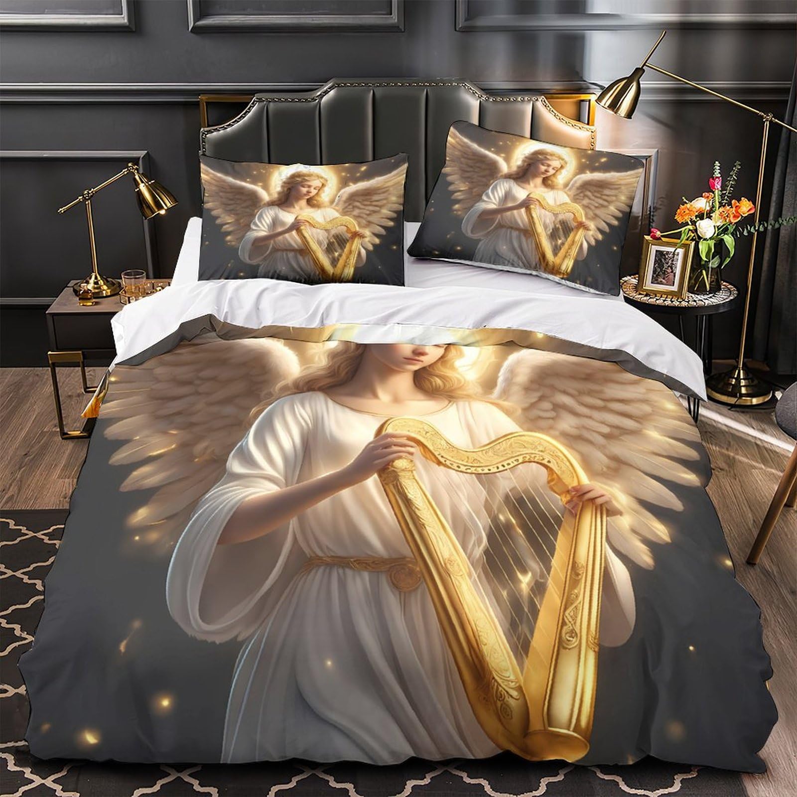 Parure de lit ado 140x200 avec housse de couette fermeture éclair imprimé 3D musique céleste