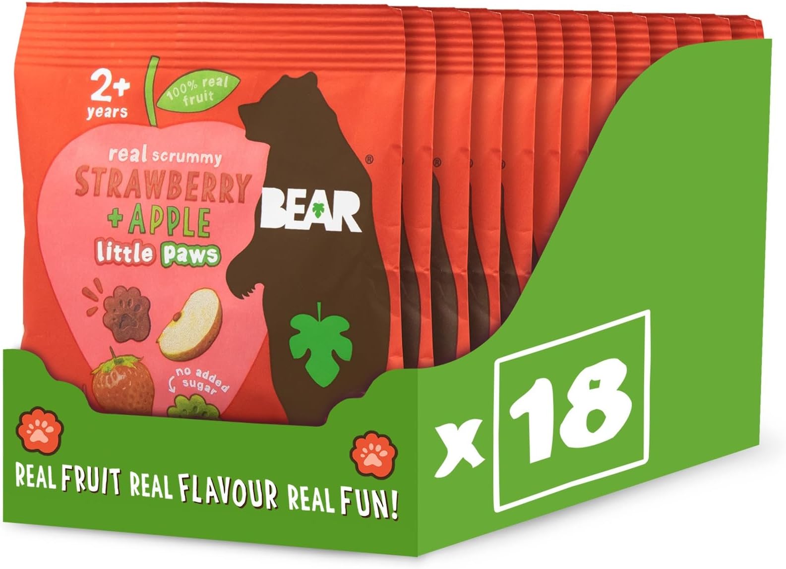 BEAR Strawberry and Apple Paws - Delicious Real Fruit - Suitable for 2+ years...