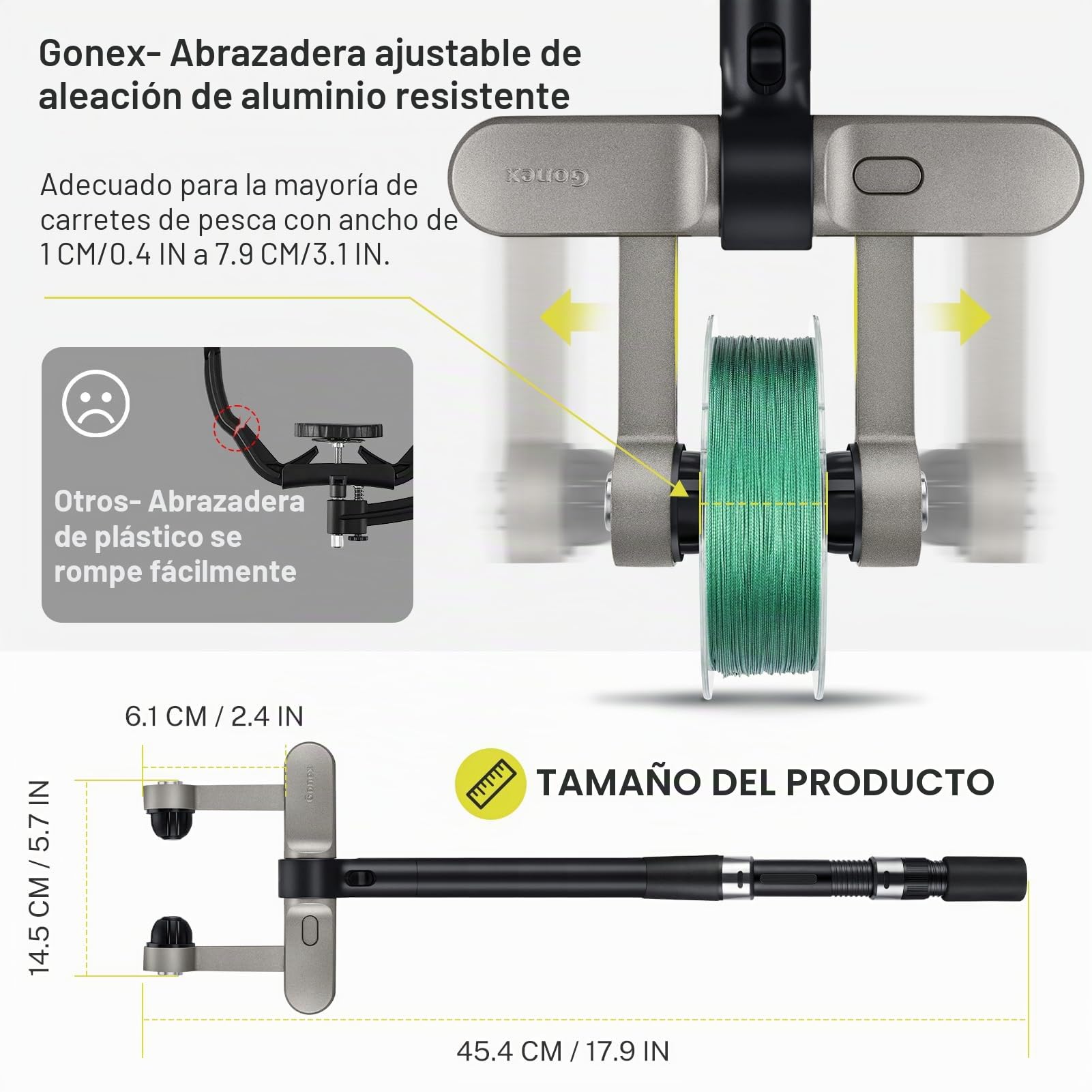 Gonex Bobinador de Línea de Pesca Bobinadora de Hilo de Pescar con Función de Desenrollado Accesorios Pesca para Carretes de Spinning, Casting y Spincast