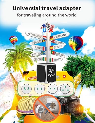 Miniatura 7 de Adaptador de viaje universal, enchufe de viaje internacional con 4 puertos USB, cargador de pared de viaje en todo el mundo para EE. UU.Reino