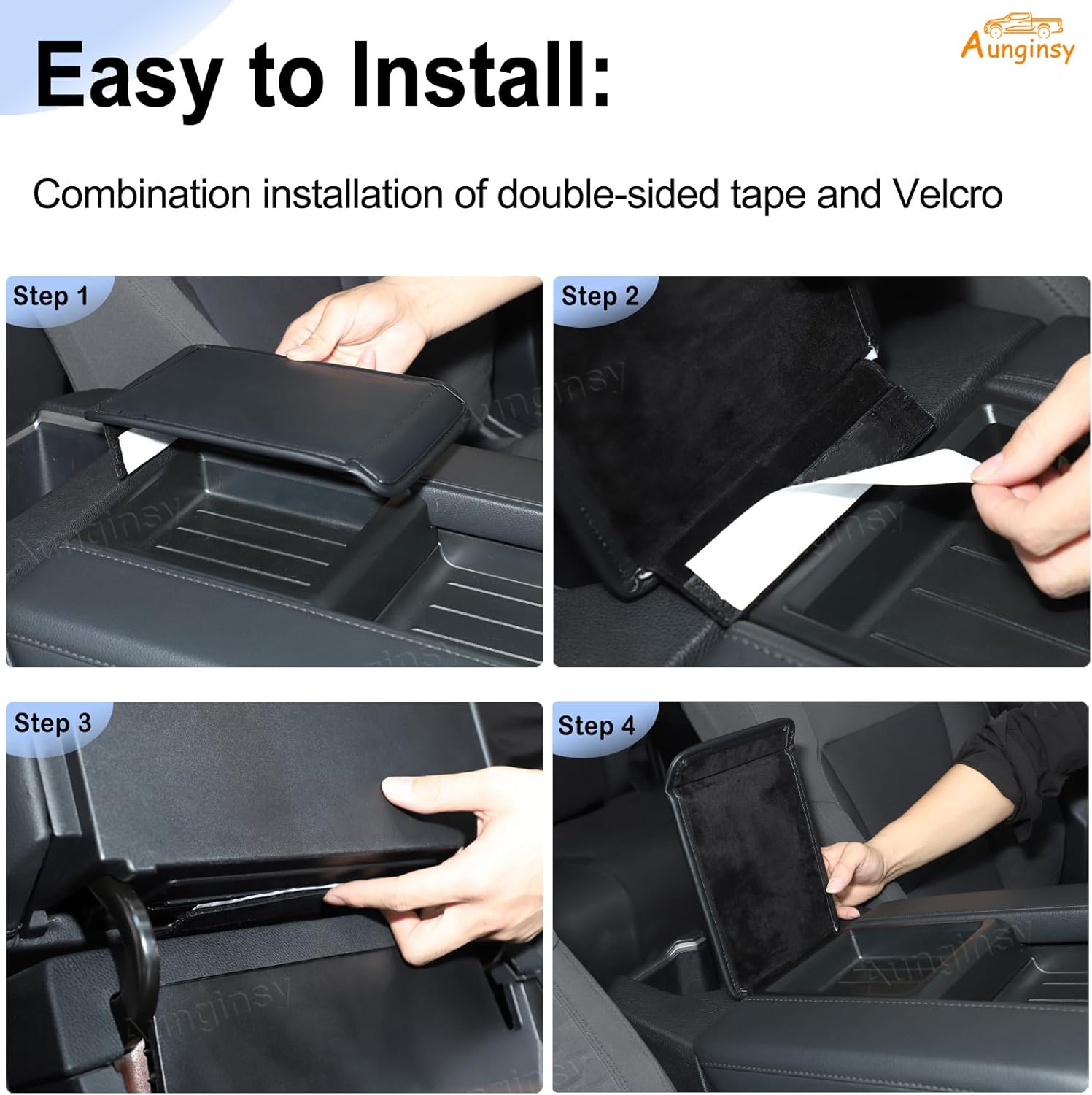 Aunginsy Armrest Hidden Storage Box Cover Lid Compatible with Toyota Tundra 2022 2023 2024 2025 2026, Car Center Console Organizer Tray Armrest Privacy Box Slot Cover Insert PU Leather Accessories