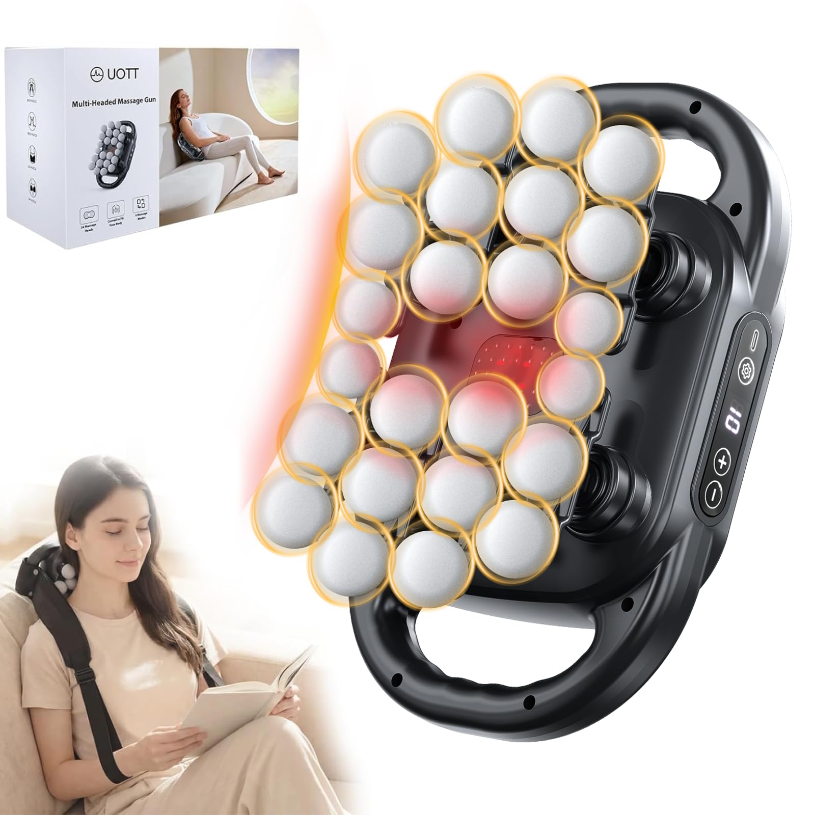 Photo 1 of (untested) UOTT 24 Head Massage Gun Deep Tissue, Self Massager for Neck and Back with 9 Modes & 9 Levels, Quiet Handheld Multi Head Percussion Muscle Massager for Body, Shoulder, Leg & Foot Muscle Pain Relief