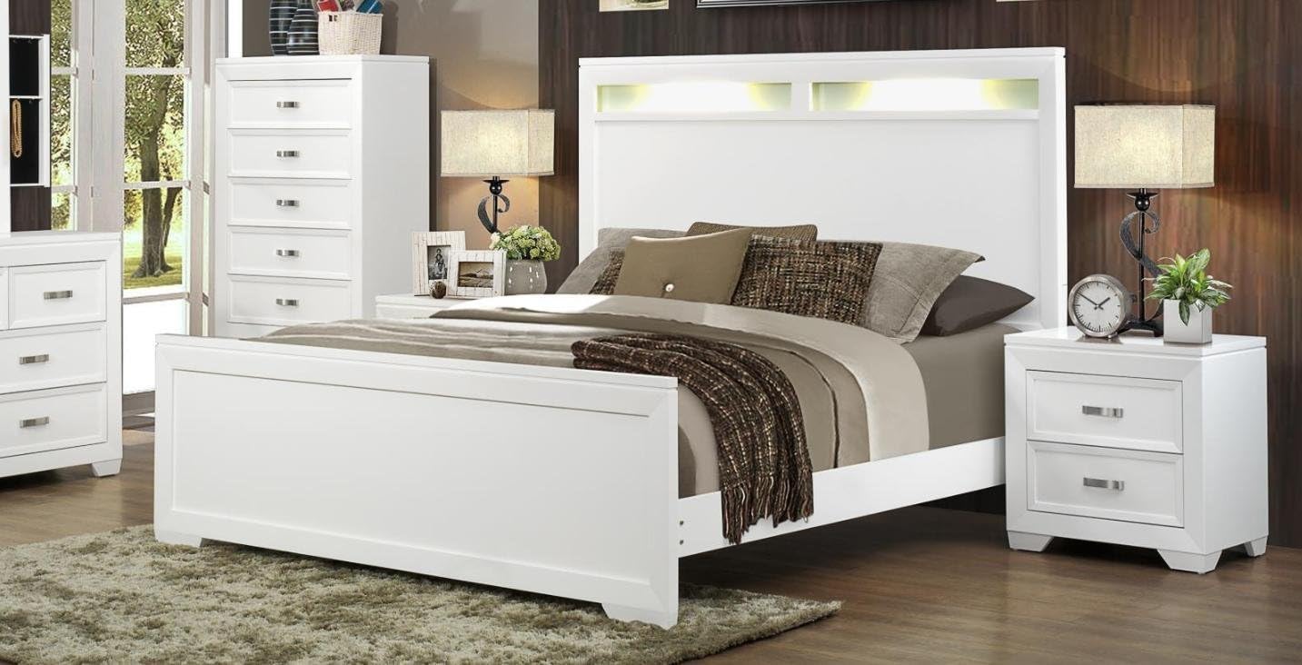 Amazon.com: Soflex Ophelia White Tall Headboard Bedroom Set 2 Pcs with ...