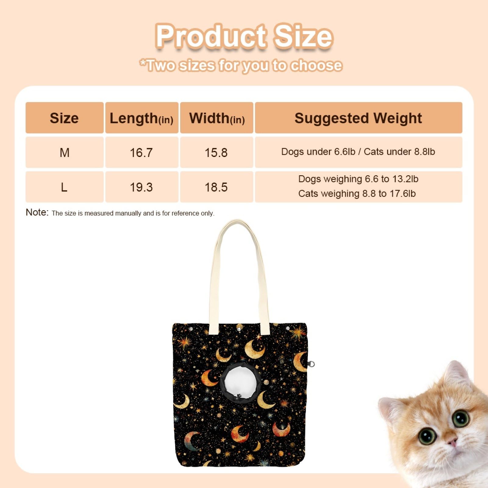 Pet Canvas Shoulder Bag Soft-Sided,Dog Purse Carrier for Small Dogs and Cats, Portable Pet Handbag with Adjustable Hole, Pet Washable Travel Tote Bag,Night Sky Galaxy 16.7''x15.8''
