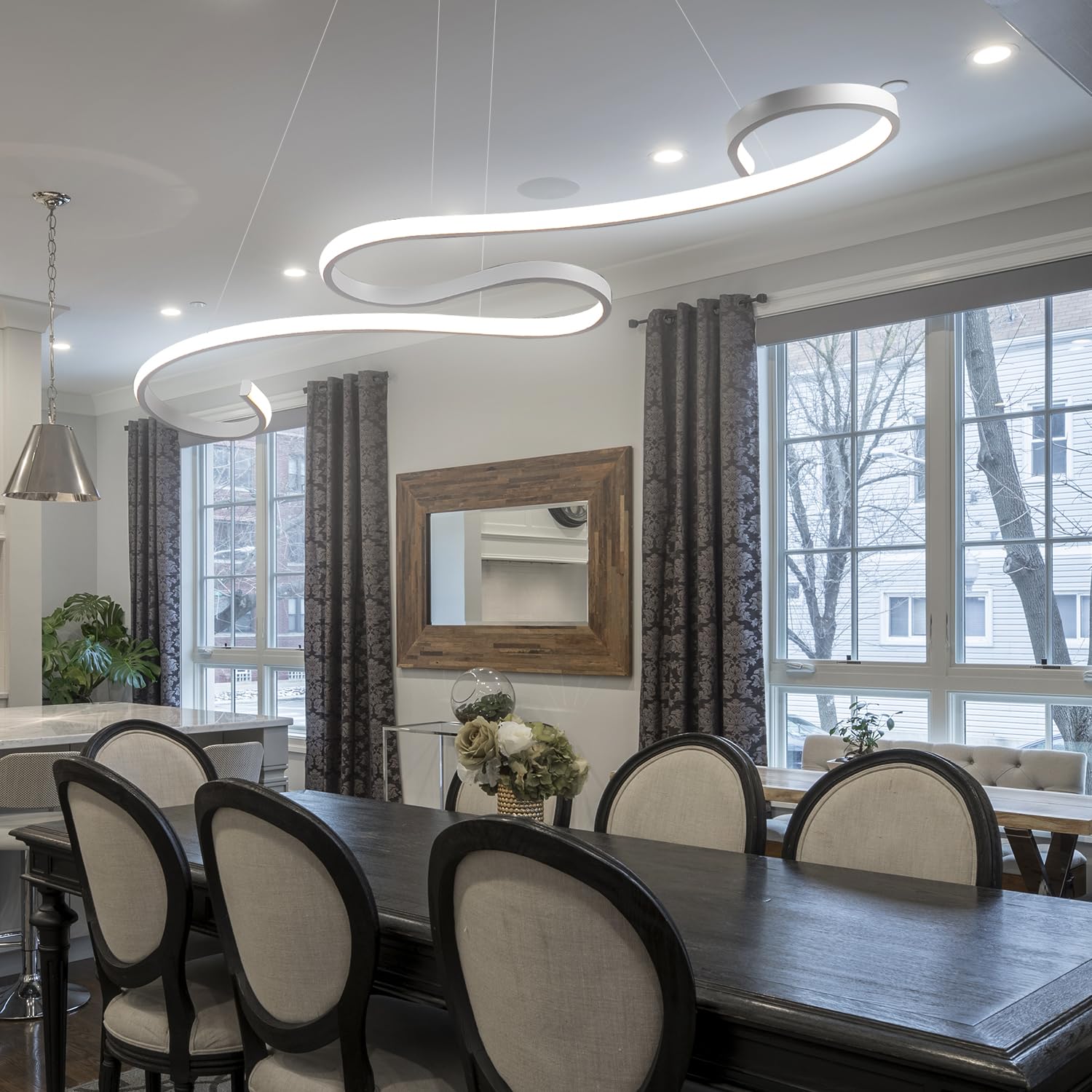Arcadia Lampadario Led Soffitto a Sospensione Moderno con Luce Calda e Fredda Dimmerabile, Telecomando e App per Cellulare - Lampadario Camera da Letto, Soggiorno, Cucina e Cameretta - 3000 LM 100 Cm